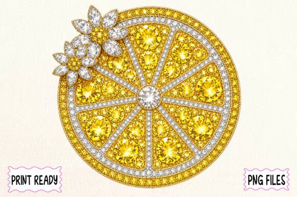 Download Rhinestone Lemon Slice Floral Design - Premium Resources