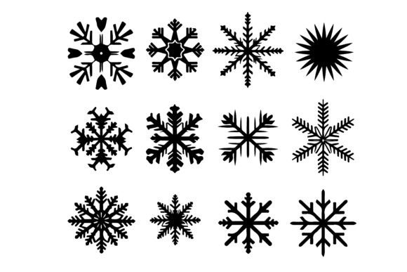 Download Black Silhouette Snowflake Symbol Set - Symbol Collection