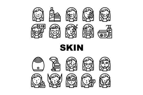 Download Facial Skin Care and Treatment Icons Set - Icon Collection