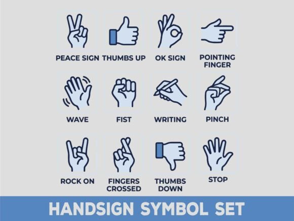 Download Minimalist Hand Signs Symbol Set SVG - Symbol Collection