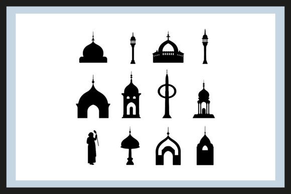 Download A Black Silhouette Muslim Symbol Set - Symbol Collection