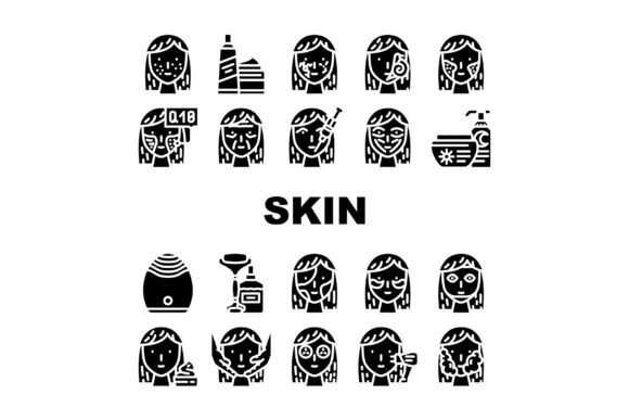 Download Facial Skin Care and Treatment Icons Set - Icon Collection